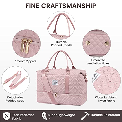 LOVEVOOK Pink Travel Duffle Bag with Shoe Compartment