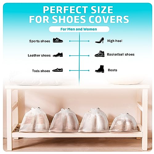 12-Pack Large Clear Travel Shoe Bags with Drawstring