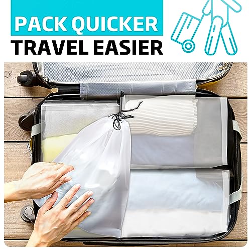 12-Pack Large Clear Travel Shoe Bags with Drawstring