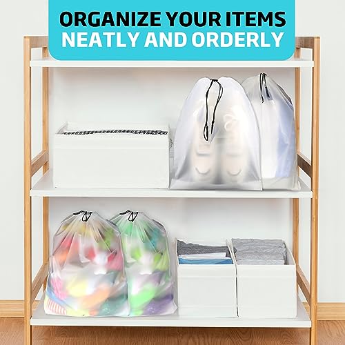 12-Pack Large Clear Travel Shoe Bags with Drawstring
