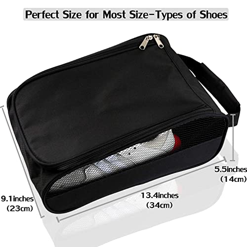 Zippered Sport Shoes Bag for Outdoor Golf Travel (Black)