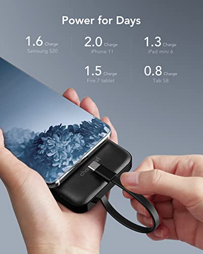 Slim Portable Charger with Built-in Cables - 10000mAh