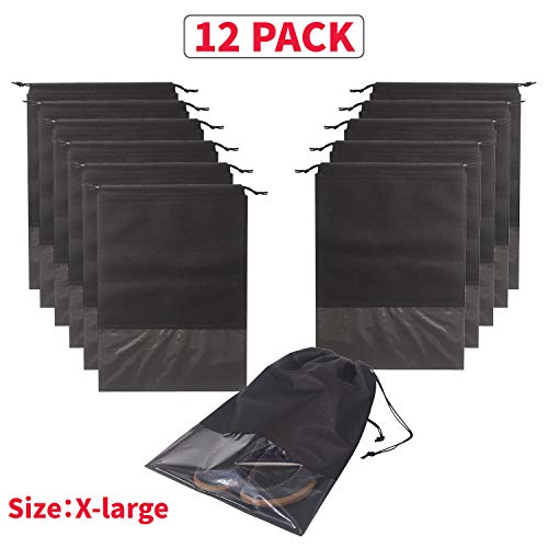 Travel Shoe Bags for Men and Women, Large Size, Black