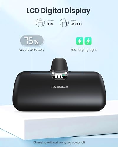 Taegila iPhone Charger 5000mAh with LCD & LED