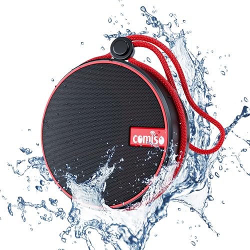 Waterproof Bluetooth Speaker for Outdoor Travel - Black/Red