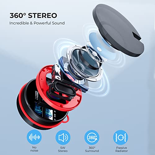 Waterproof Bluetooth Speaker for Outdoor Travel - Black/Red