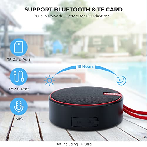 Waterproof Bluetooth Speaker for Outdoor Travel - Black/Red