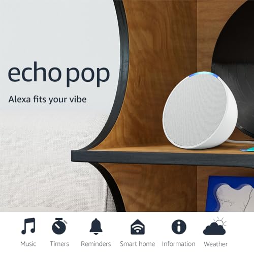 Compact Glacier White Smart Speaker with Alexa