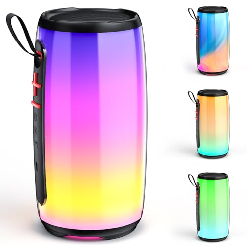 JAUYXIAN D21-Portable Bluetooth Speaker, Waterproof, Colorful Lights- TWS/TF/USB/AUX
