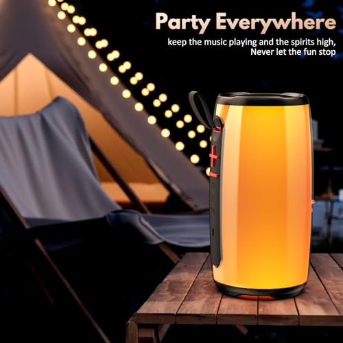 JAUYXIAN D21-Portable Bluetooth Speaker, Waterproof, Colorful Lights- TWS/TF/USB/AUX