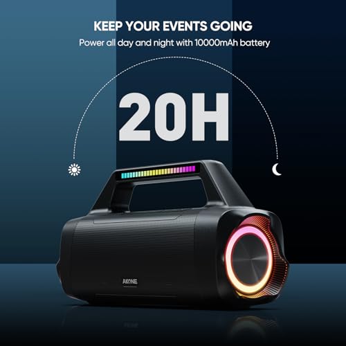 AKONE Portable Bluetooth Outdoor Speaker: 80W Loud Sound