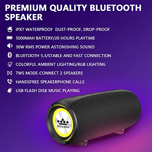 Bluetooth Speaker with Loud Stereo Sound, Deep Bass