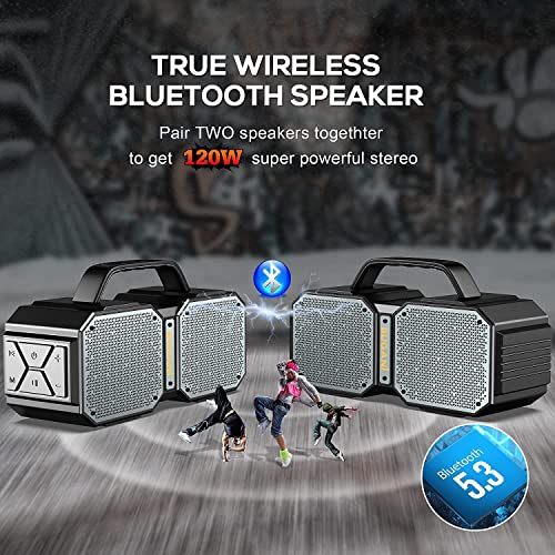 BUGANI Waterproof Bluetooth Speaker, 60W Super Power (Black)