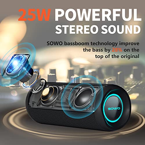 25W Portable Bluetooth Speaker, IPX7 Waterproof, Stereo Sound