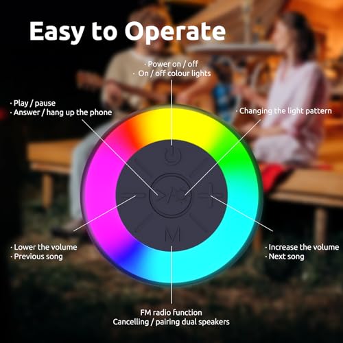 Portable Waterproof Bluetooth Speaker with FM Radio - 15W