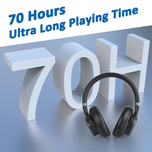 Black Active Noise Cancelling Bluetooth Headphones, 65 Hours Playtime