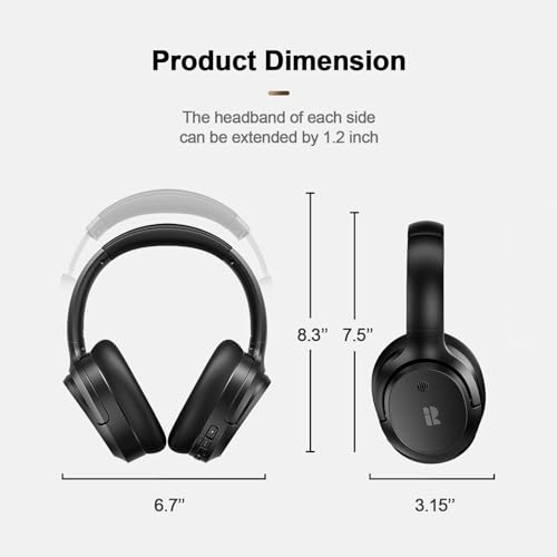 Wireless Noise Cancelling Headphones, 140H Playtime, Travel-Friendly