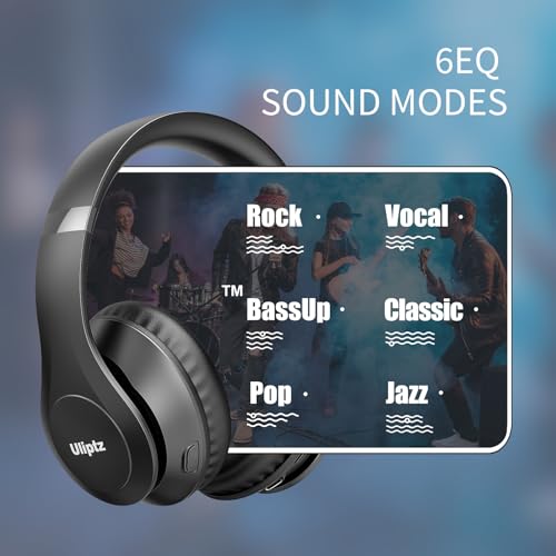 Foldable Bluetooth Headphones, 65H Playtime, 6 EQ Modes