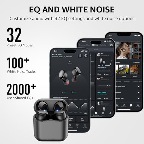TOZO T6 Wireless Earbuds - Bluetooth 5.3, Ergonomic Design