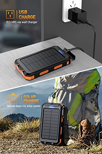 Mregb Power Bank, Solar Charger, 36800mAh - Deep Orange