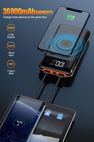 40,000mAh Portable Power Bank Charger + Wireless Charging (Orange)