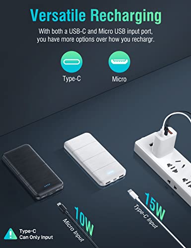 Dual USB Portable Charger Power Bank - 15000mAh 2 Pack