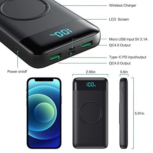 30,800mAh Wireless Portable Charger with LCD Display