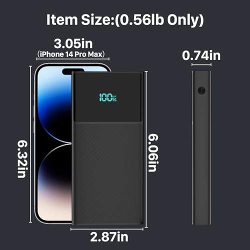 Compact Power Bank with dual cables, 13000mAh Fast Charging