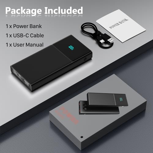 Compact Power Bank with dual cables, 13000mAh Fast Charging