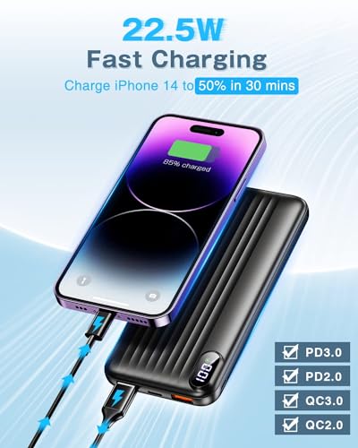 Portable Charger with Fast Charging for iPhone and Galaxy