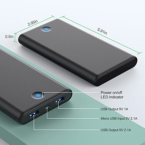 FOCHEW Portable Charger - Dual USB Output, Ultra Slim