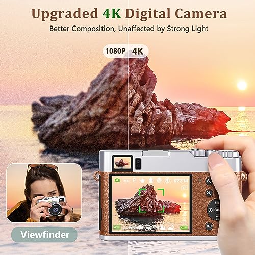 4K Digital Camera with Autofocus, 48MP, Compact Travel