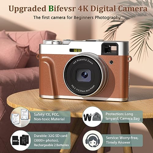 4K Digital Camera with Autofocus, 48MP, Compact Travel