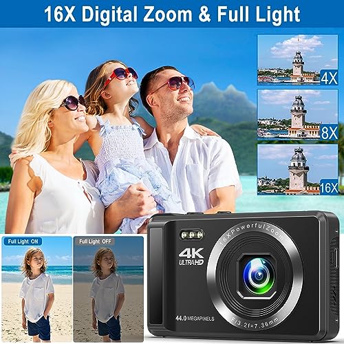 Compact 4K Digital Camera with 16X Zoom