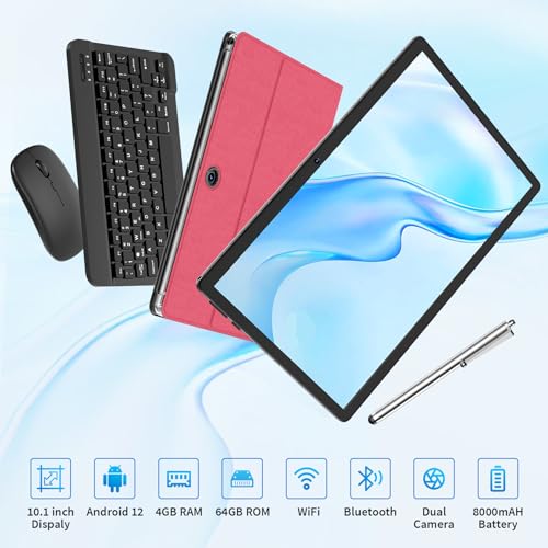 10 Inch Android 12 Tablet + Accessories (Pink)