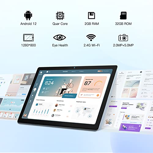 Mouikei 10 inch Android Tablet, Quad-Core, 6GB+64GB+128GB, Gray