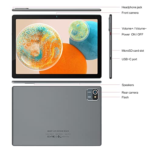 Mouikei 10 inch Android Tablet, Quad-Core, 6GB+64GB+128GB, Gray