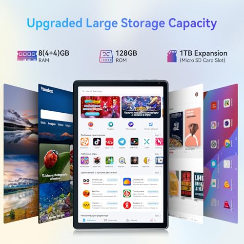 Octa-Core Android Tablet, 10" with WiFi, Bluetooth, Dual Camera (Black)