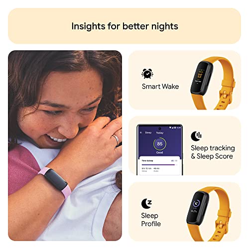 Fitbit Inspire 3 Health & Fitness Tracker, Morning Glow/Black
