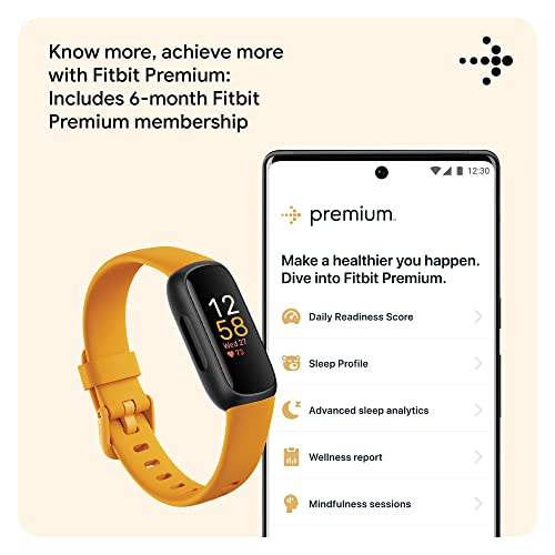 Fitbit Inspire 3 Health & Fitness Tracker, Morning Glow/Black