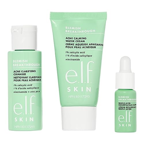 e.l.f. SKIN Blemish Control Travel Kit, Cleanser, Serum & Moisturizer
