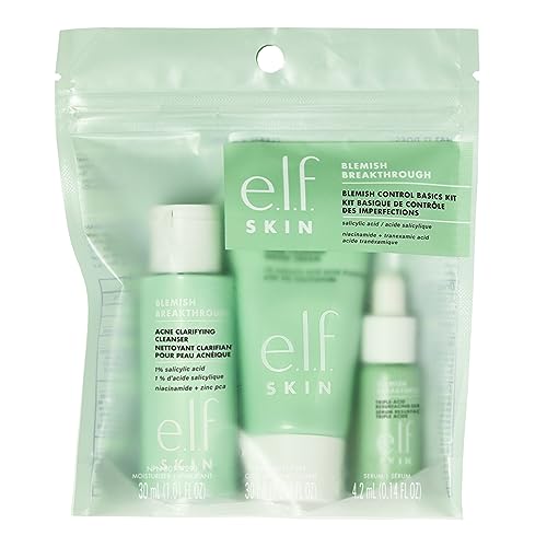 e.l.f. SKIN Blemish Control Travel Kit, Cleanser, Serum & Moisturizer