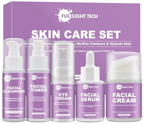 Women's Anti-Aging Skincare Kit: Cleanser, Toner, Serum, Cream