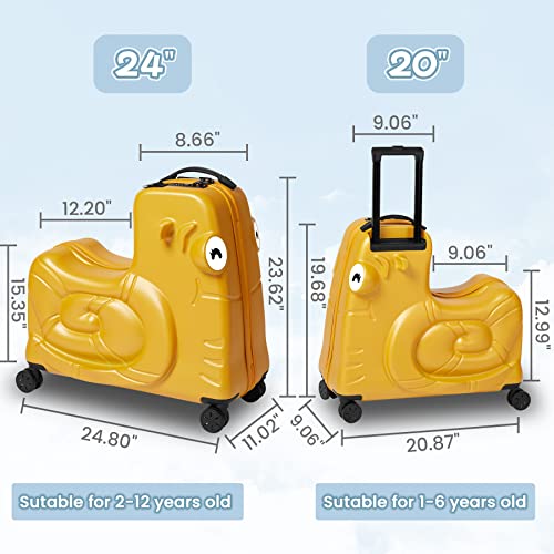20" Kids Ride-On Suitcase with Spinner Wheels and Password Lock