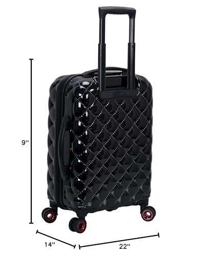 Rockland Quilt Hardside Spinner Luggage Set (Black, 3-Piece)