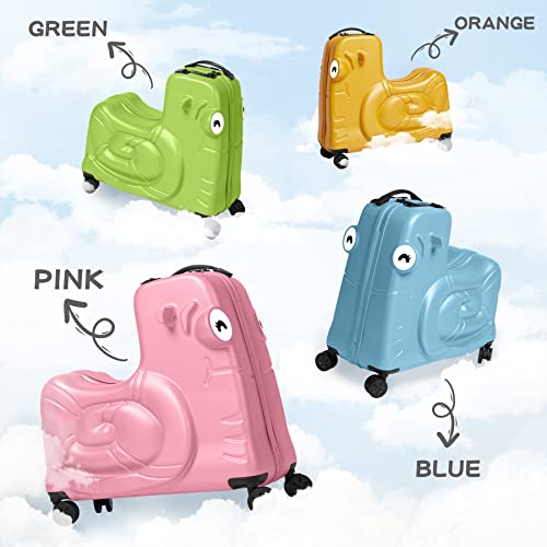 20" Kids Ride-On Suitcase with Spinner Wheels and Password Lock