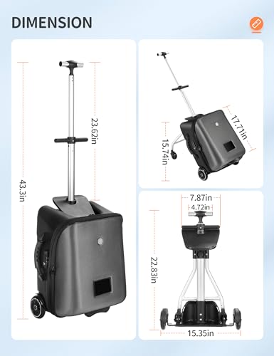 20" Rengue Spinner Luggage w/ Removable Stroller - Black