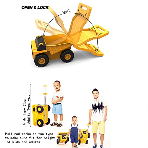 PUQU Monster Truck Kids Travel Suitcase (Yellow)