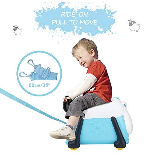 Blue Shaun the Sheep Kids Ride-On Suitcase