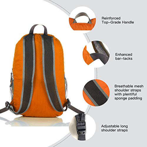 Orange Outlander Lightweight Travel Hiking Backpack